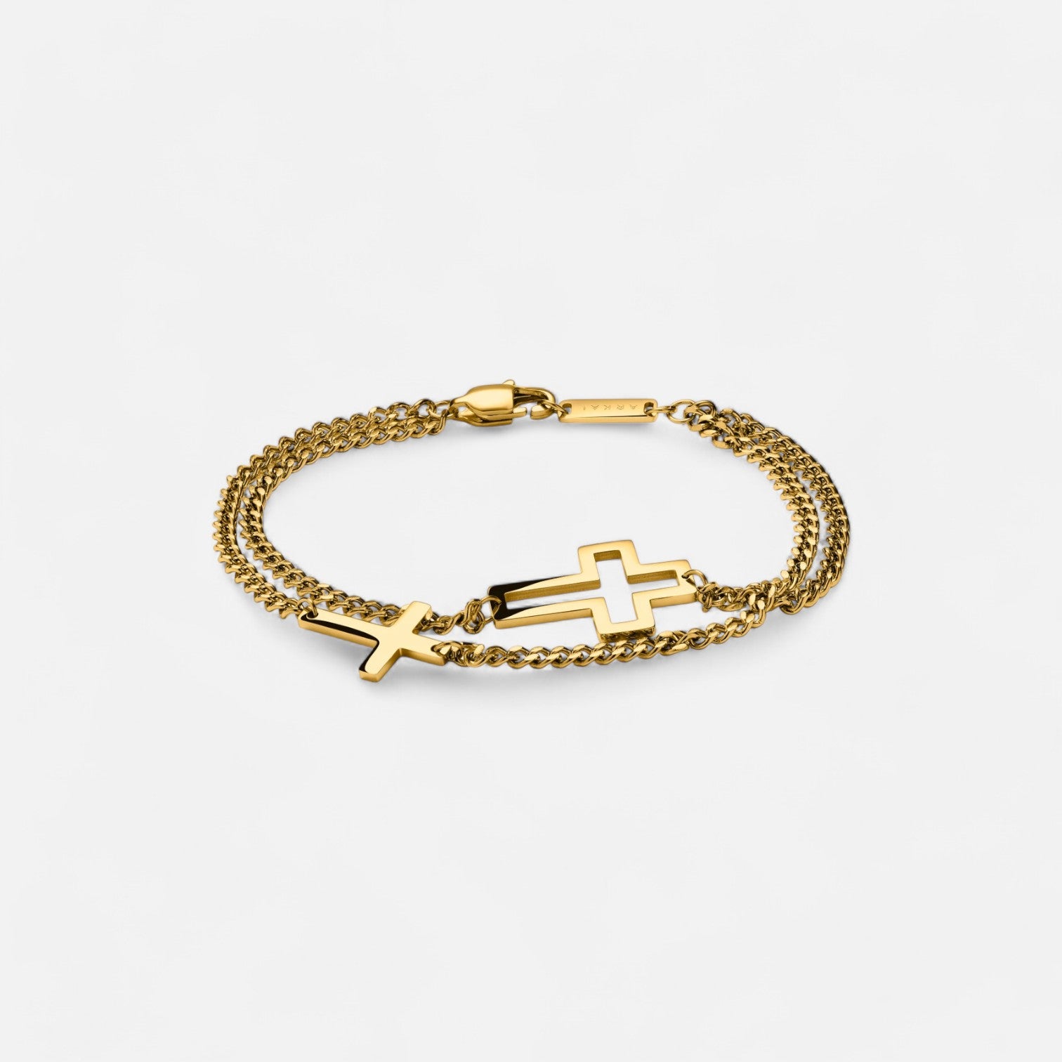 Enqlo | Men's Double Chain Cross Bracelet