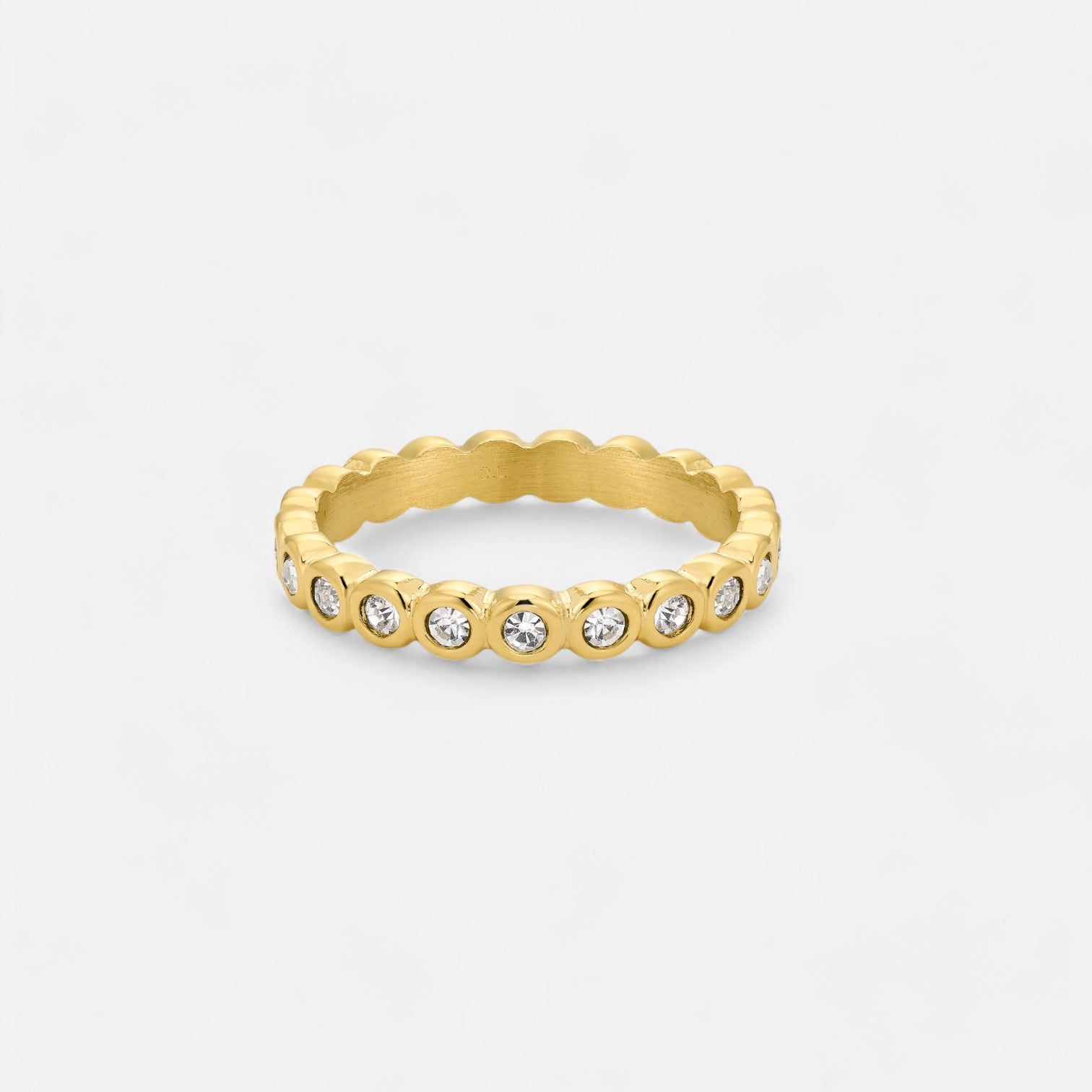 Enqlo | Women's Golden Bezel Tennis Ring